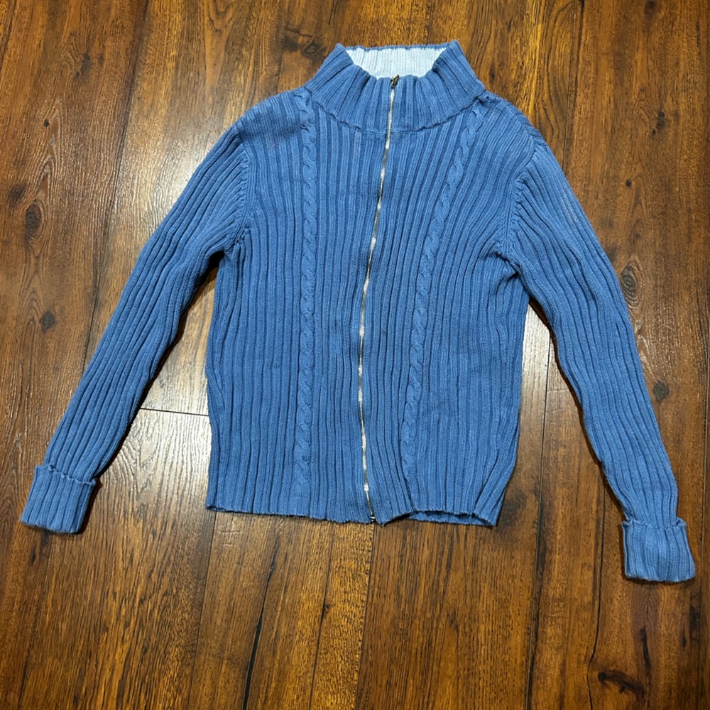 Blue Cable Knit Cardigan